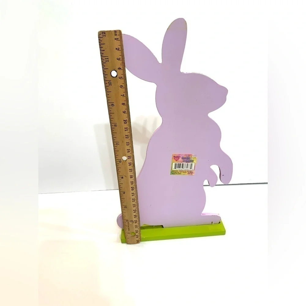 12” Easter Bunny/Rabbit Purple and Green Wooden Cut Out